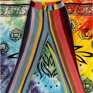 STRIPED FISHNET PANTS. w zipper in the back.